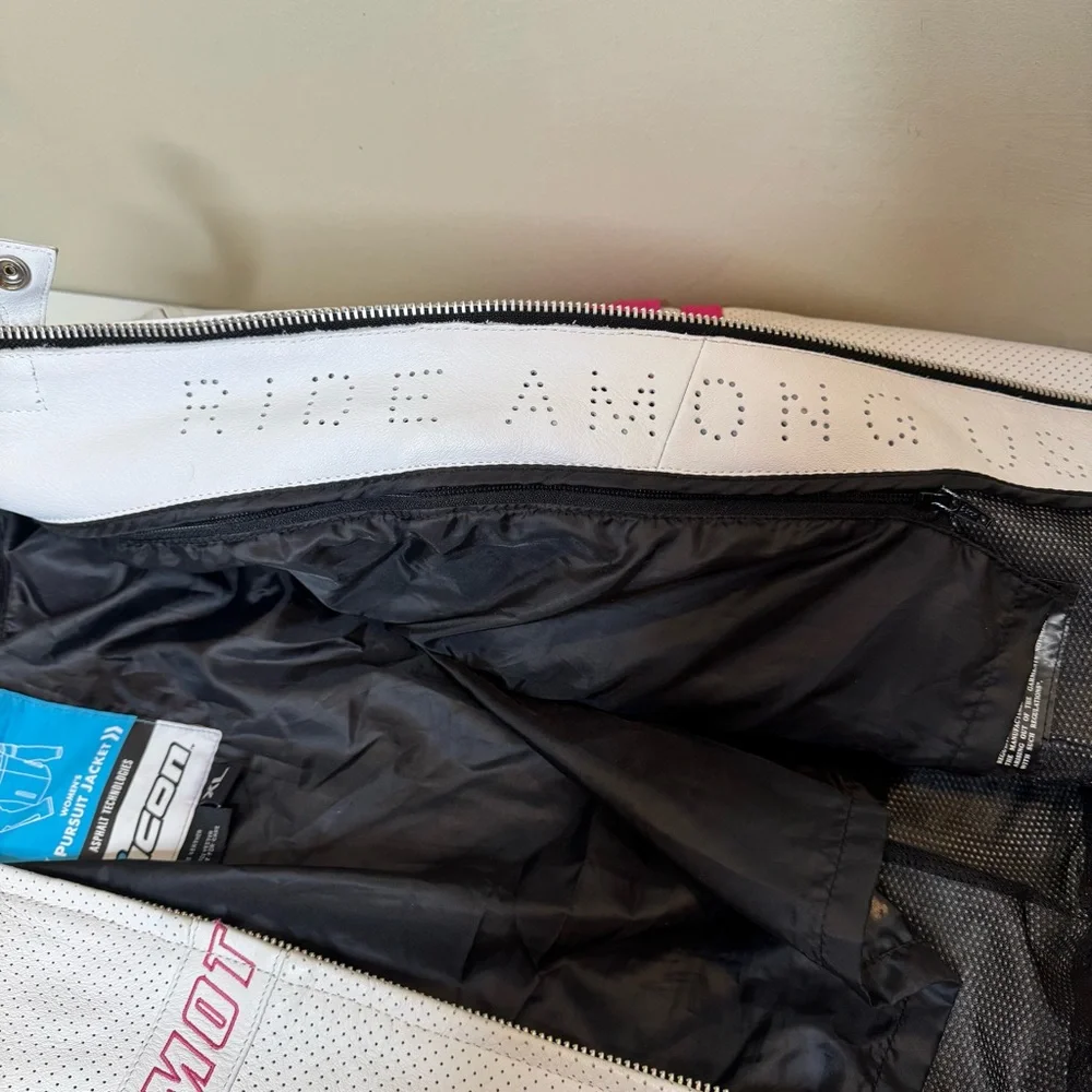 Icon Pursuit Jacket Kitty White & Pink Moto Sports Leather Jacket size XL NWOT - Picture 7 of 16
